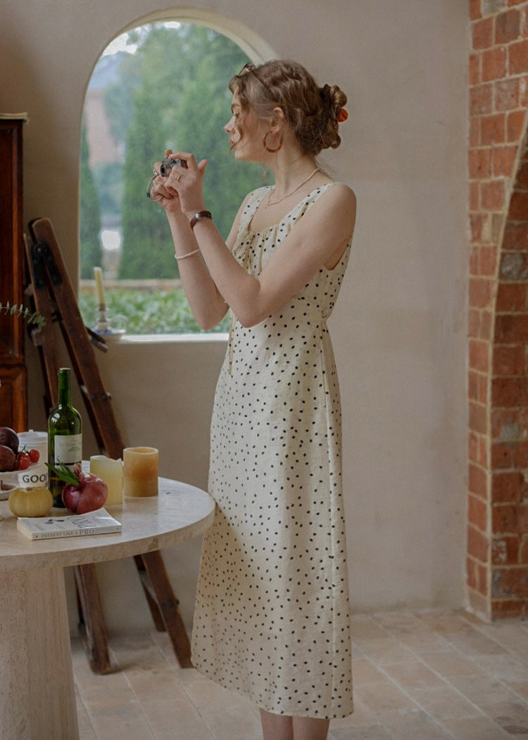 Élodie Polka Dot Square Neck Long Dress