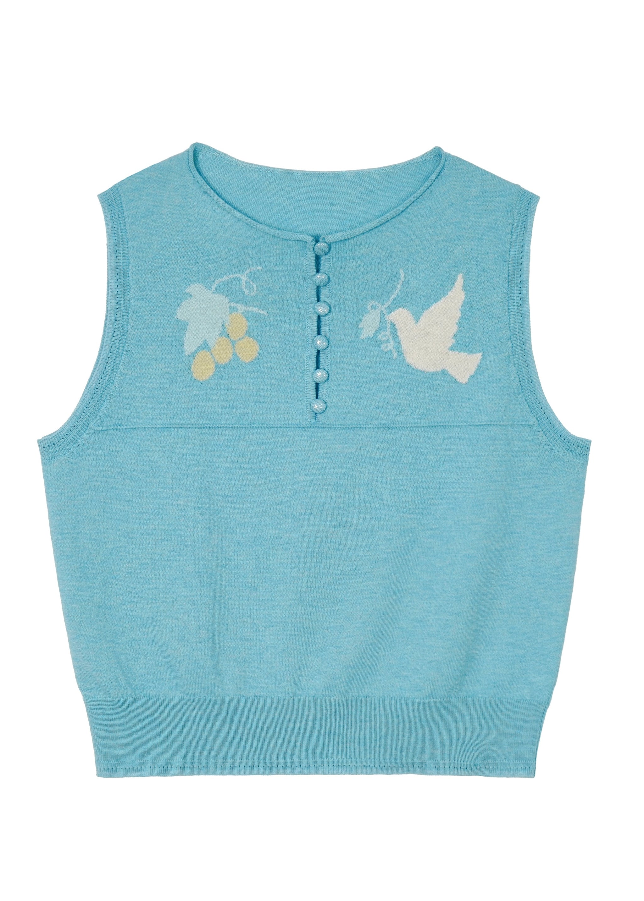 BlueBird Vintage Embroidery Summer Knit Sleeveless Vest