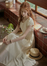 Sunday Light Embroidered Dress | Ivory Vintage Cotton Maxi Dress