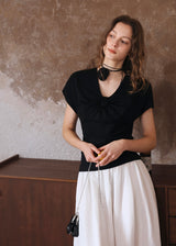 Éloise Ribbon Front Top | Soft T-Shirt for Summer(3COLOR)