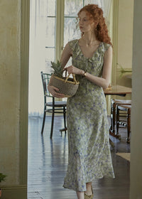 Morning Herb Garden Floral Ruffle Dress