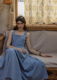Picnic Breeze Dress | Gingham Check Sleeveless Flare Summer Dress(2COLOR)