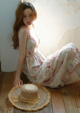 Rosette Waltz Tiered Floral Smocked Strap Dress