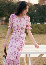Amélie Rose Garden Wrap Dress | Romantic Pink Floral Dress