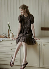 Velour Cocoa Tie Lace Ramie Set