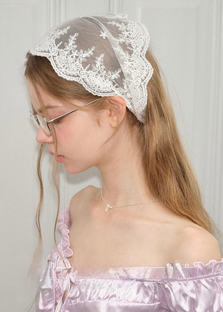 Laceveil Hair Scarf Vintage Floral Embroidered Headpiece