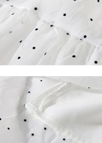 Polka Dot Tiered White Flowy Skirt