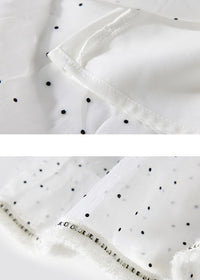 Polka Dot Tiered White Flowy Skirt