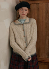 Cream Beige Echo Soft Wool Knit Cardigan