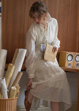 Daydream Romantic Vintage Tiered Long Sleeve Dress(2COLOR)