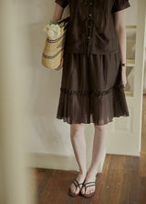 Velour Cocoa Tie Lace Ramie Set