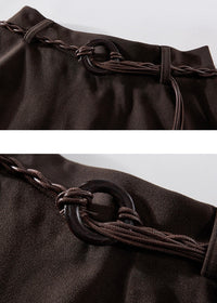 Belted Handkerchief Hem Maxi Skirt