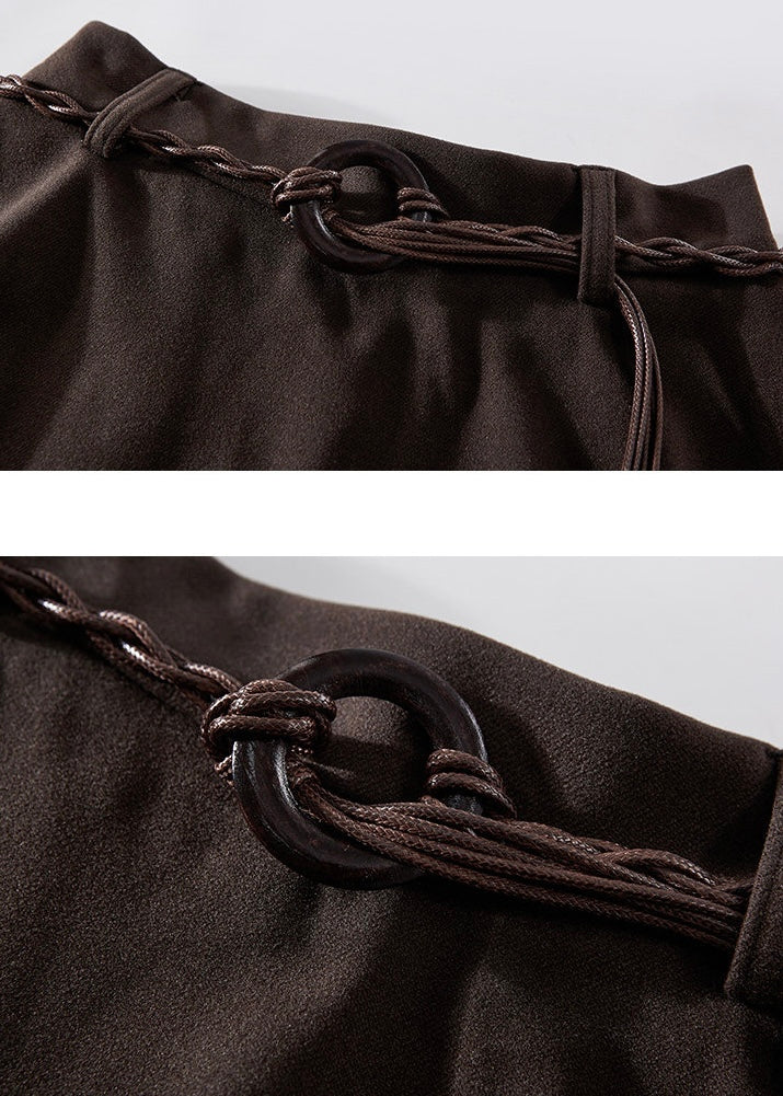 Belted Handkerchief Hem Maxi Skirt