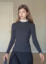 Lace Whisper Slim Knit Top(3COLOR)