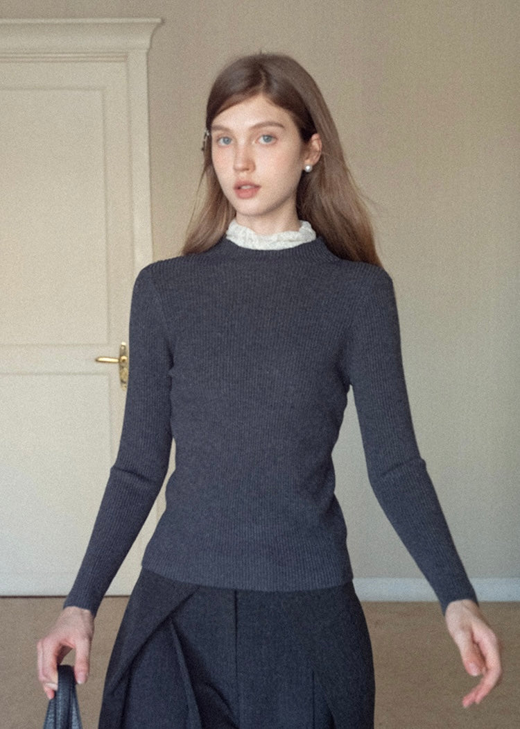 Lace Whisper Slim Knit Top(3COLOR)