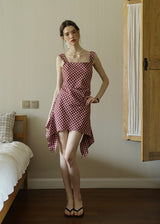 Ruby Picnic Check Dress | Vintage Asymmetrical Gingham Sleeveless Dress