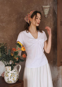 Éloise Ribbon Front Top | Soft T-Shirt for Summer(3COLOR)