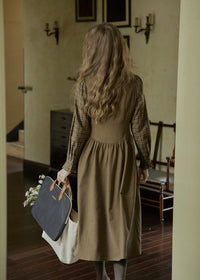 Olive Library Layered Check Dress