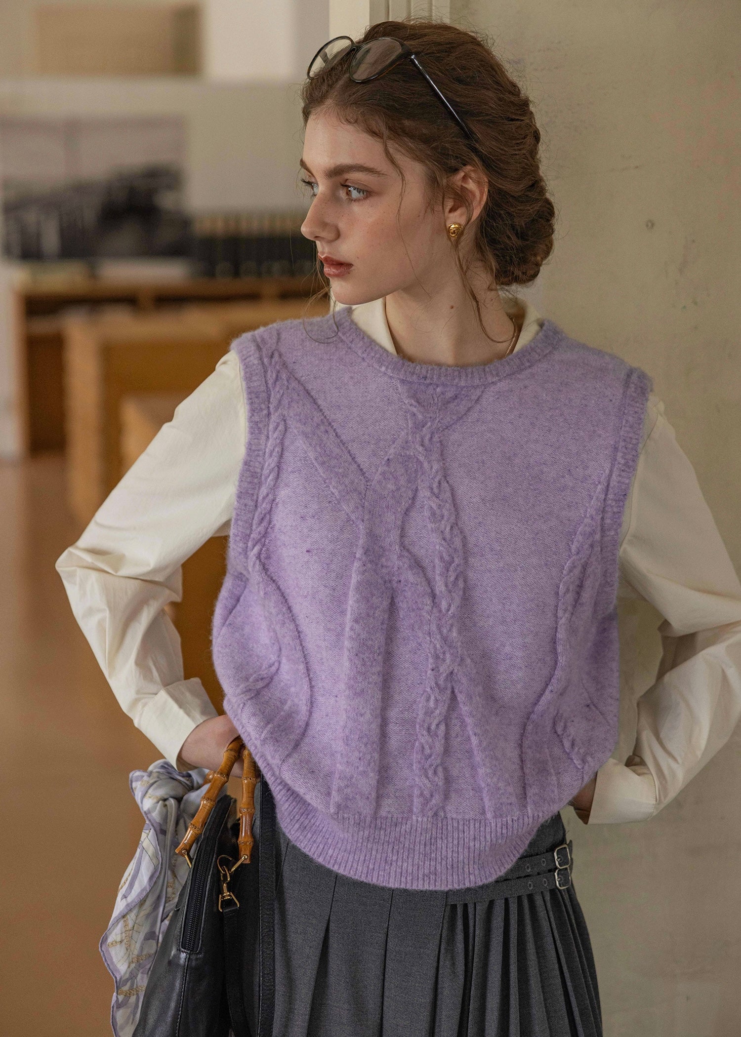 Morning Lilac Wool Knit Vest