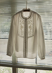 Lace Embroidered French Vintage White Blouse