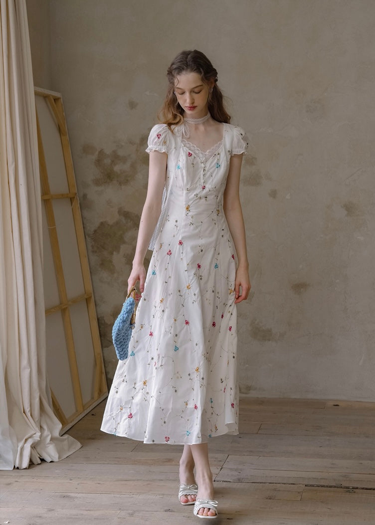 Petal Notes Vintage Embroidered Lace Dress