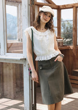 Lucie Ruffle Lace Blouse | Vintage White Cotton Summer Top