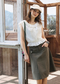 Lucie Ruffle Lace Blouse | Vintage White Cotton Summer Top