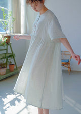 Blue Haze Cotton Gauze Dress Soft Dot A-Line Lounge Nightdress