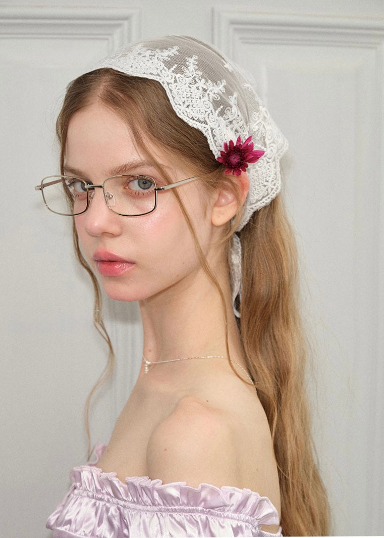 Laceveil Hair Scarf Vintage Floral Embroidered Headpiece
