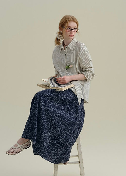 Striped Tie-Waist Wrap Vintage Shirt