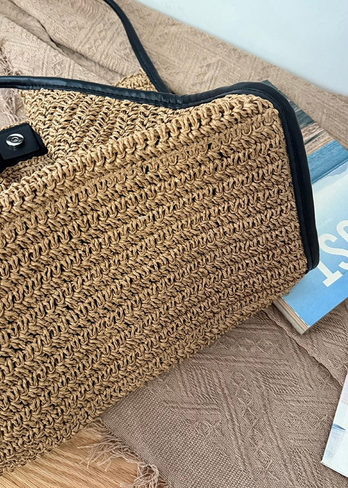 Slouchy Woven Straw Shoulder Bag