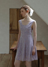 Lilas Reverie Lavender Jacquard Lace-Up Dress
