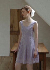Lilas Reverie Lavender Jacquard Lace-Up Dress