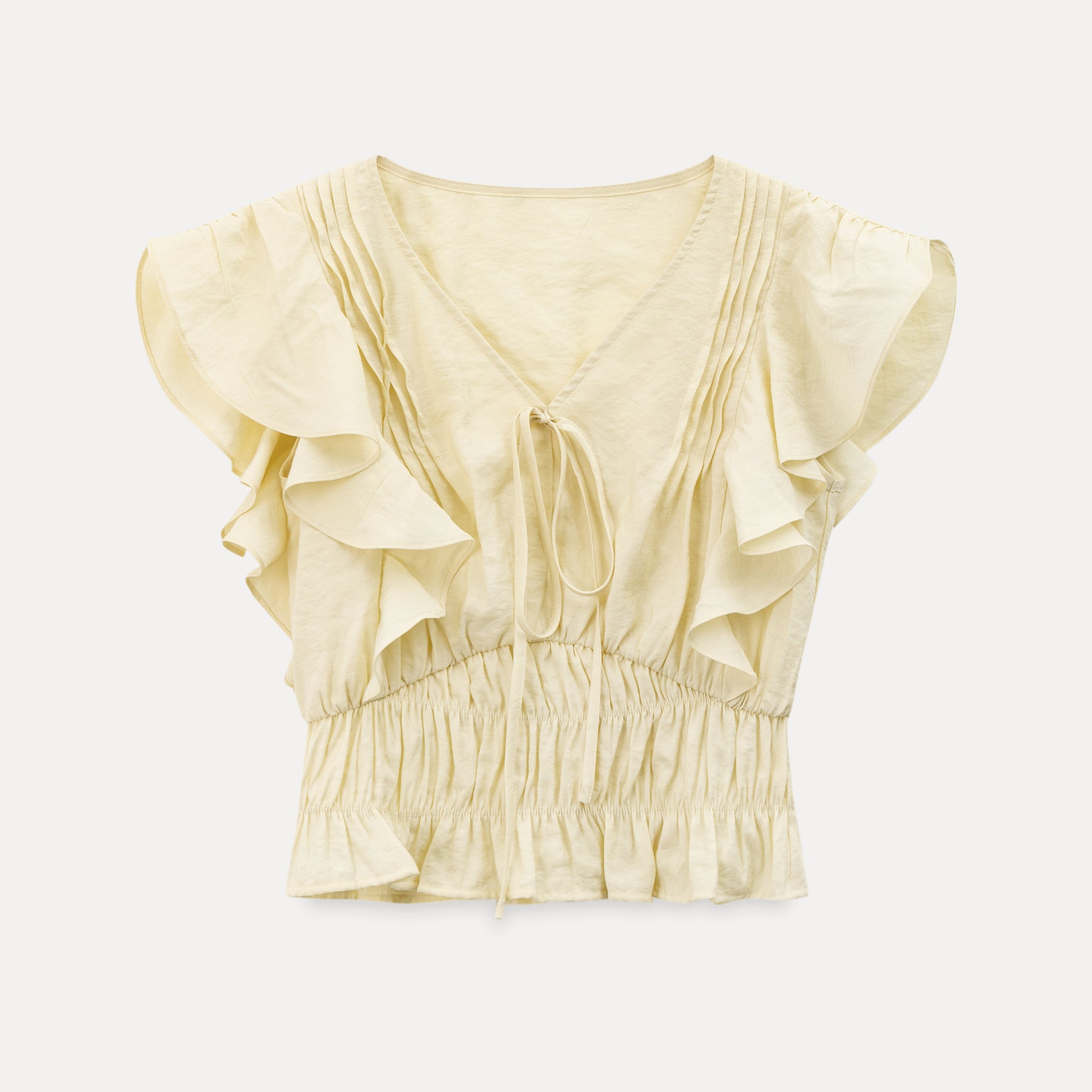 Soft Frill Smocked Waist Summer Blouse