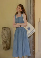 Garden Rhythm Smocked Waist Sleeveless Dress(2COLOR)