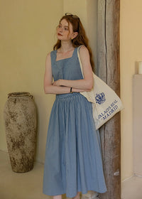 Garden Rhythm Smocked Waist Sleeveless Dress(2COLOR)