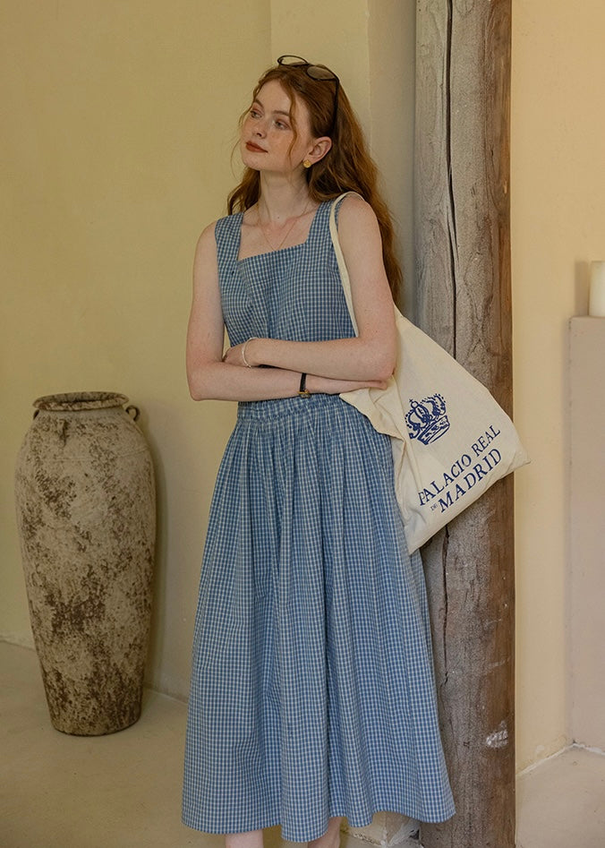 Garden Rhythm Smocked Waist Sleeveless Dress(2COLOR)
