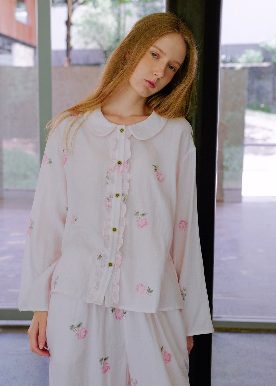 Blush Rose Cotton Gauze Long Sleeve Pajama Set