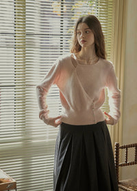 Romantic Wrap Button Knit Cardigan(2COLOR)