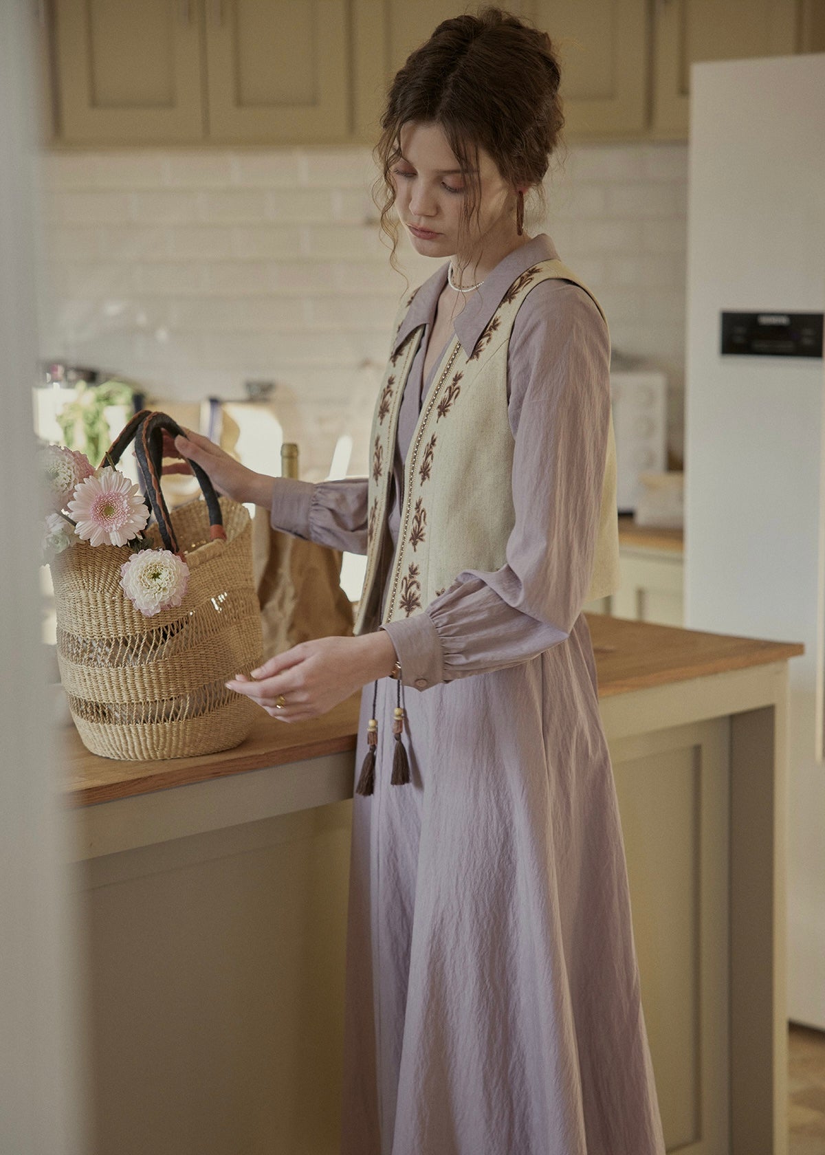 Meadow Thread Linen Vintage Layered Vest