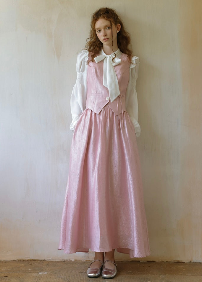 Pink Vest & Skirt Set Vintage 2-Piece Outfit