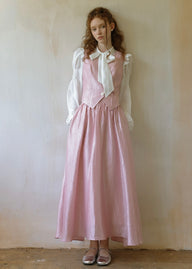 Pink Vest & Skirt Set Vintage 2-Piece Outfit
