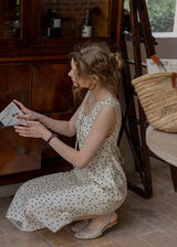 Élodie Polka Dot Square Neck Long Dress