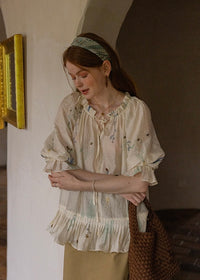 Muse Garden Blouse | Vintage Sheer Embroidered Ruffle Shirt
