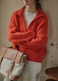 Soft Ember Mohair Deep V-Neck Sweater(2COLOR)