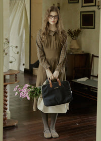 Olive Library Layered Check Dress