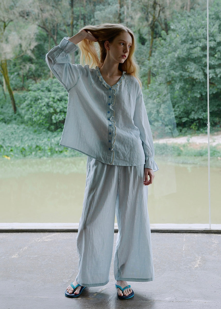 Bluebell French Cotton Long Sleeve Pajama Set