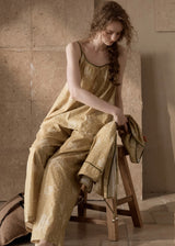 Evening Bloom 3-Piece Cotton Vintage Pajama Set