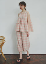 Soft Air Check Loungewear Sleeveless Tie Top Capri Pajama Set