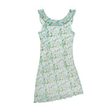 Green Petal Sheer Floral Ribbon Sleeveless Top